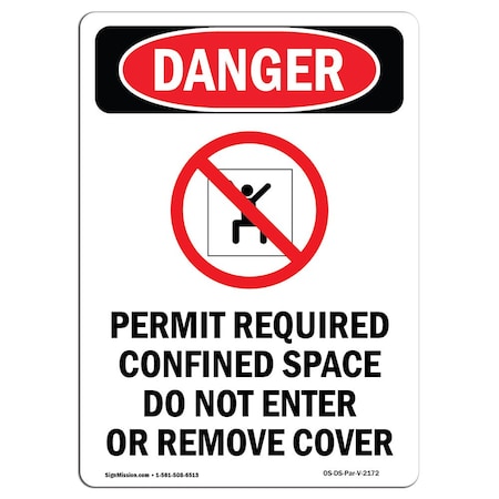 Signmission OSHA Danger Sign, Portrait Permit Required, 14in X 10in Aluminum, 10" W, 14" H, Portrait OS-DS-A-1014-V-2172